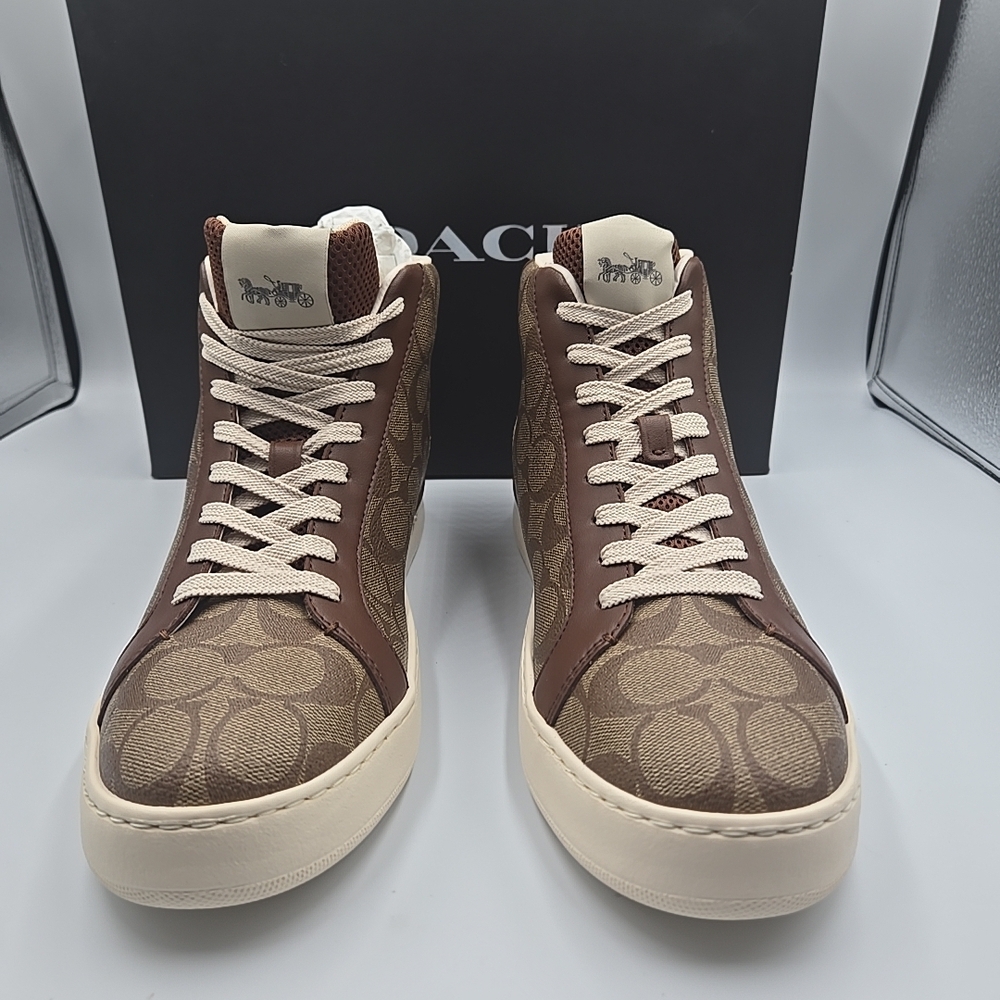 Coach Men's Tan and Brown High-Top Sneakers